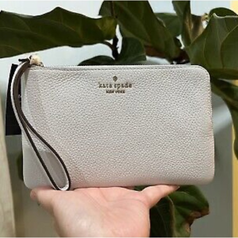 KATE SPADE ~ NWT ~ Quill Grey ~ LEILA MEDIUM L ZIP WRISTLET
